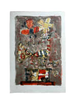 Ancienne lithographie Aizpiri bouquet coquelicot nature morte jardinière oiseau - Miniature 7