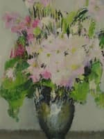 Beau tableau ancien nature morte bouquet fleur Louise Segala French still life - Miniature 1