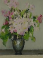 Beau tableau ancien nature morte bouquet fleur Louise Segala French still life - Miniature 2