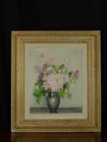 Beau tableau ancien nature morte bouquet fleur Louise Segala French still life - Miniature 3