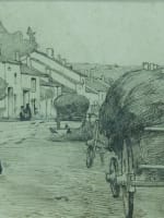 Ancien dessin Gabriel Guerin Bourbonne-les-Bains vue animé meules village 1900 - Miniature 3