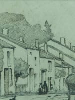 Ancien dessin Gabriel Guerin Bourbonne-les-Bains vue animé meules village 1900 - Miniature 5