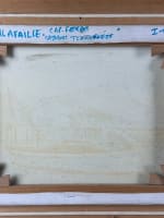 Ancien tableau marine bateaux les Cabannes ponton Le Cap Ferret signé HST - Miniature 6