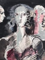 Beau dessin moderne Jean-Claude Bedard Pau portrait trois femmes 1957 - Miniature 1