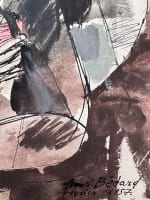 Beau dessin moderne Jean-Claude Bedard Pau portrait trois femmes 1957 - Miniature 4