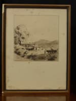Belle gravure Pays Basque Raoul Serres paysan attelage bœufs Arrue Floutier - Miniature 1