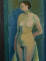 Beau tableau art déco jeune femme nue dans l'atelier paravent Rolland Rotges 1930 - Miniature 2