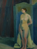 Beau tableau art déco jeune femme nue dans l'atelier paravent Rolland Rotges 1930 - Miniature 6