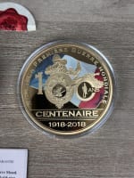 Lot 2 médailles 7 cm – Centenaire 14-18 Marianne République bronze certificat - Miniature 4