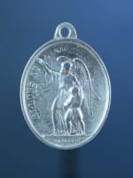 Rare religious Vachette medal pendant Virgin guardian angel sterling silver - Miniature 3