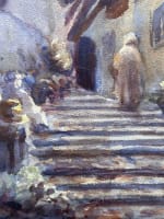 Ancien tableau école orientaliste Maroc Casablanca Médina Minaret animé signé - Miniature 4