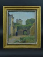 Tableau ancien paysage animé château La Voute Casemate Marie-Thérèse Duchateau - Miniature 3