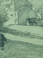 Ancien dessin Gabriel Guerin Bourbonne-les-Bains vue animé route village 1900 - Miniature 3