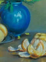 Tableau ancien nature morte bouquet de mimosas vase boule Clémentine Dorbritz 30 - Miniature 5