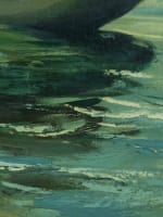 Ancien tableau marine voiliers bord de côte animé crépuscule ciel 1930 S. Gross - Miniature 6