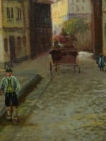 Beau tableau ancien vue animée fiacre Rothenburg Gemälde Allemagne Bavière Wolff - Miniature 4