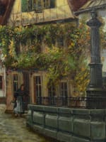 Beau tableau ancien vue animée fiacre Rothenburg Gemälde Allemagne Bavière Wolff - Miniature 6