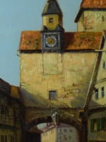 Beau tableau ancien vue animée fiacre Rothenburg Gemälde Allemagne Bavière Wolff - Miniature 10