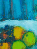 Tableau ancien nature morte impressionniste fleurs et fruits Lydie Gérard HST - Miniature 7