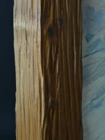 Grand tableau ancien paysage montagne chalet bois cadre trompe l'oeil Alpes - Miniature 10