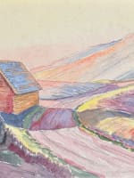 Ancienne aquarelle école Pyrénéenne Orientale Col du Pyumorens 1920 montagne - Miniature 4