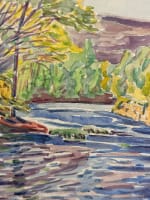 Ancienne aquarelle école pyrénéenne rivière à Orgeix l'Ariège 1920 lumière - Miniature 2