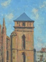 Beau tableau ancien Marcel Boudou vue de Rodez Aveyron la cathédrale Notre-Dame - Miniature 7