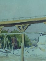 Ancien dessin paysage portrait promeneur travaux pont Paris Seine Henri Bréard - Miniature 3