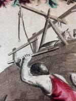 Ancienne grande gravure couleur l'arche de Noé ancien testament XVIIIe Remondini - Miniature 3