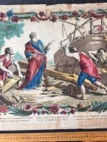 Ancienne grande gravure couleur l'arche de Noé ancien testament XVIIIe Remondini - Miniature 8