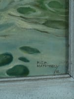 Tableau ancien paysage maritime bord de mer vague Bretagne marine signé Mathieu - Miniature 9