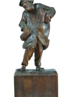 Ancienne sculpture statuette portrait d'ivrogne esprit Daumier bois sculpté XIXe - Miniature 2