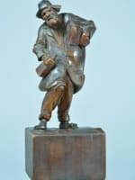 Ancienne sculpture statuette portrait d'ivrogne esprit Daumier bois sculpté XIXe - Miniature 3