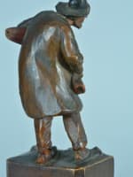 Ancienne sculpture statuette portrait d'ivrogne esprit Daumier bois sculpté XIXe - Miniature 5