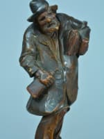 Ancienne sculpture statuette portrait d'ivrogne esprit Daumier bois sculpté XIXe - Miniature 6