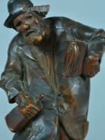 Ancienne sculpture statuette portrait d'ivrogne esprit Daumier bois sculpté XIXe - Miniature 7