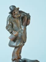 Ancienne sculpture statuette portrait d'ivrogne esprit Daumier bois sculpté XIXe - Miniature 9