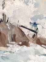 Dessin orientaliste ancien Oran Canastel la plage vague Charles de Gastyne 1930 - Miniature 1