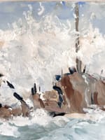 Dessin orientaliste ancien Oran Canastel la plage vague Charles de Gastyne 1930 - Miniature 3