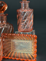 Ancienne garniture cristal de Baccarat rose Bambou porte savon flacon bouchon - Miniature 2