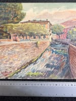 Ancienne aquarelle école pyrénéenne Hôtel de la Paix Ariège Ax 1920 montagne - Miniature 5