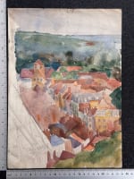 Dessin ancien Jean Terles vue de village en été Bretagne Art déco n°6 - Miniature 5
