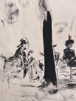 Dessin ancien Jean Terles portrait de personnage terrasse café encre art déco - Miniature 3