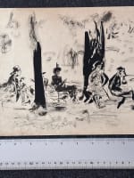 Dessin ancien Jean Terles portrait de personnage terrasse café encre art déco - Miniature 5