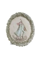 Ravissant biscuit de porcelaine couple départ pour la pêche marin tondo Breton - Miniature 3