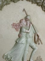 Ravissant biscuit de porcelaine couple départ pour la pêche marin tondo Breton - Miniature 4