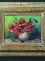 Tableau ancien bouquet fleur nature morte Louise le Cerf Saint Blanche Odin 1930 - Miniature 5