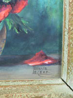 Tableau ancien bouquet fleur nature morte Louise le Cerf Saint Blanche Odin 1930 - Miniature 7