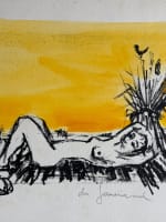 Ancienne lithographie érotique femme nue Daniel Du Janerand allongée 1956 - Miniature 5