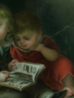 Tableau ancien portait enfants à la lecture plaque porcelaine Vogel KPM Berlin - Miniature 8